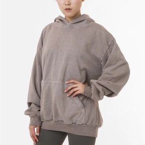 LOS ANGELES APPAREL GARMENT DYE 14OZ. HEAVY FLEECE HOODED PULLOVER SWEATSHIRT XS